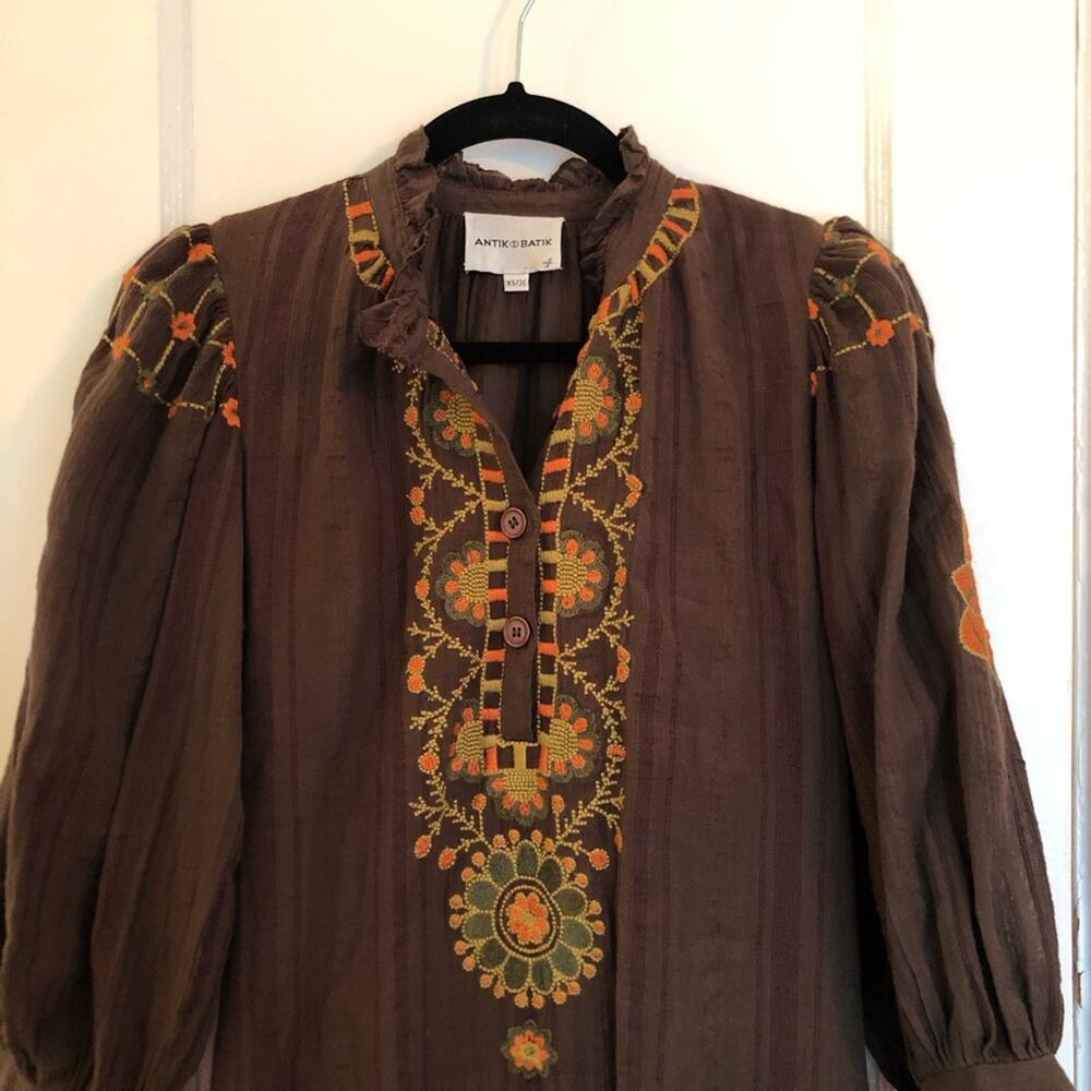 Antik Batik Chocolate Brown Embroidered Cami Mini Dress - Picture 5 of 13